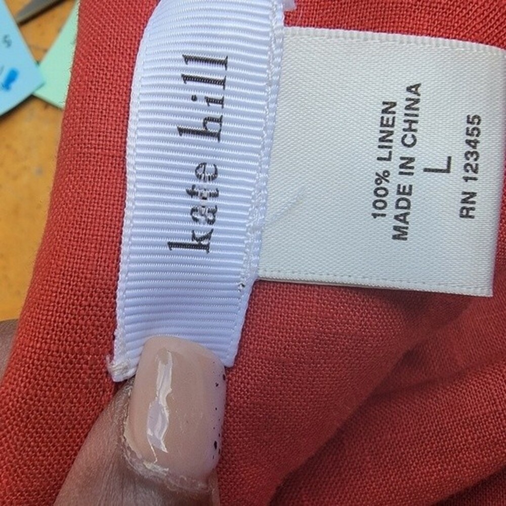 Kate Hill 100% Linen Rust Colored Button Down Blo… - image 3
